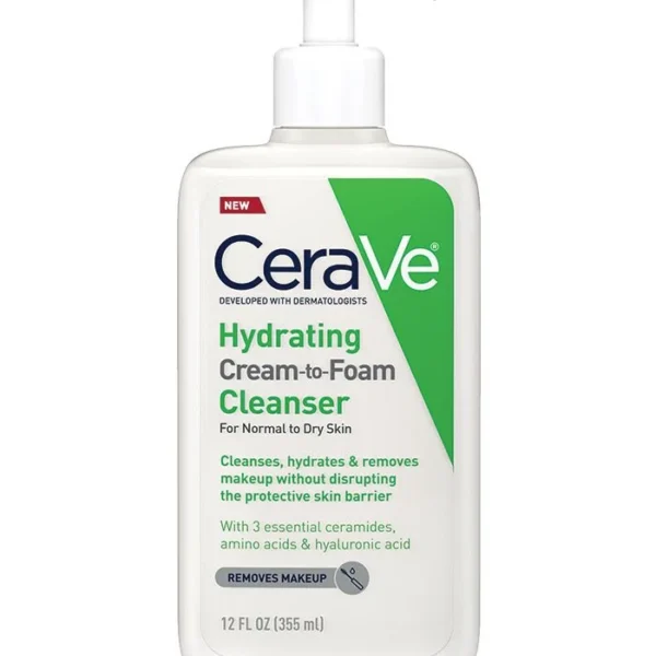 CERAVE HYDRATING CREAM TO FOAM CLEANSER 355ML Normal To Dry Skin