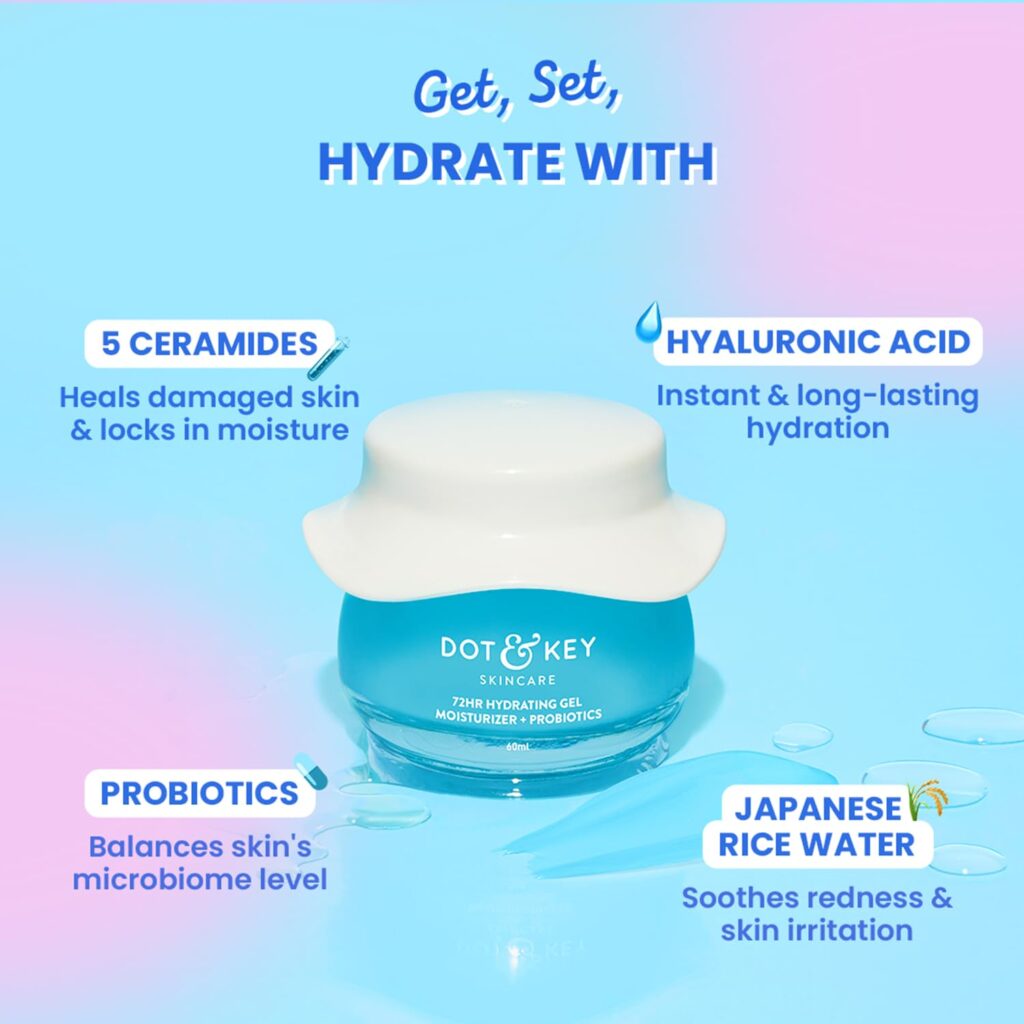 Dot and Key 72 HR Hydrating Gel Moisturiser + Probiotics 60 ml