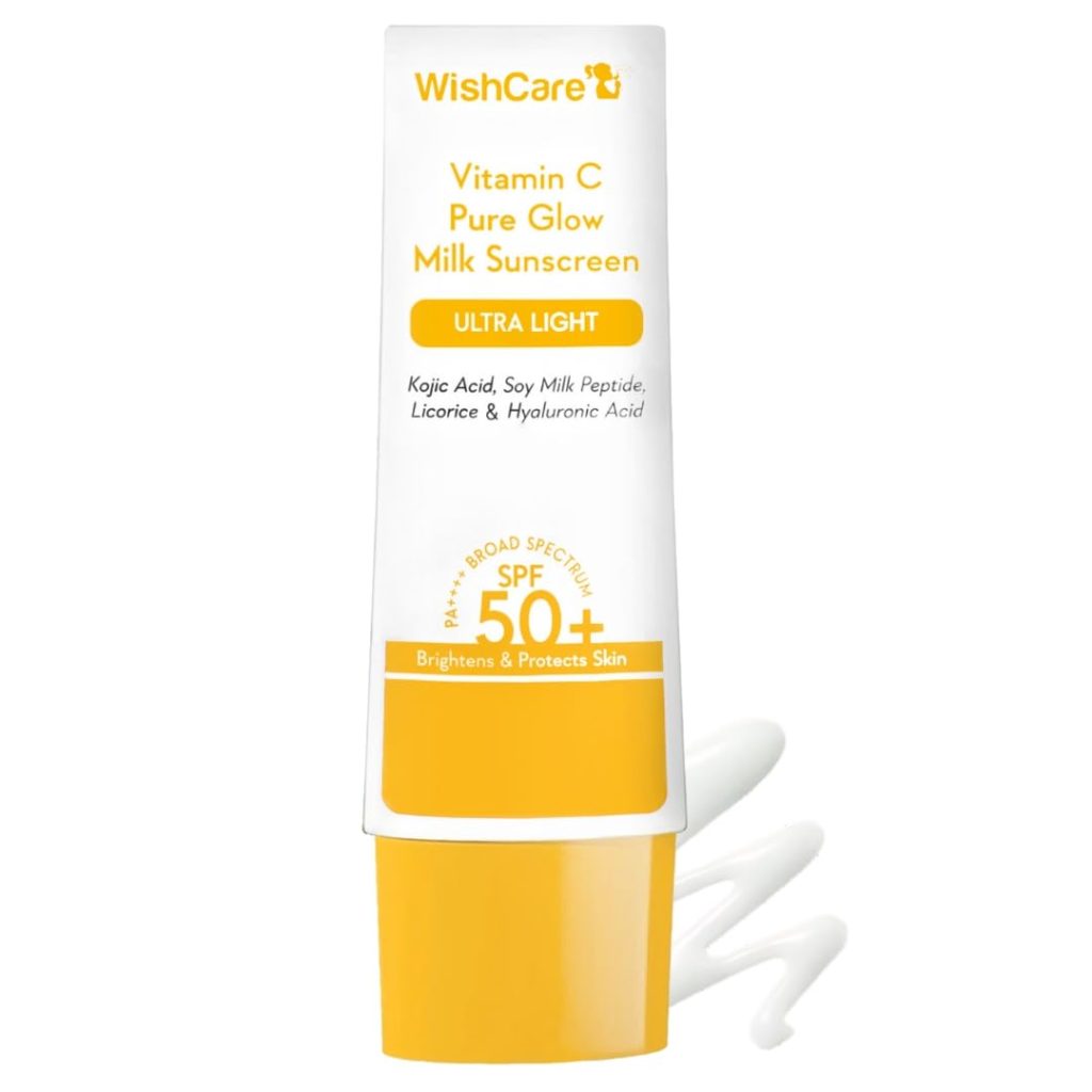 Wishcare Vitamin C Pure Glow Milk Sunscreen Ultra Light SPF 50+ PA++++ 50gm