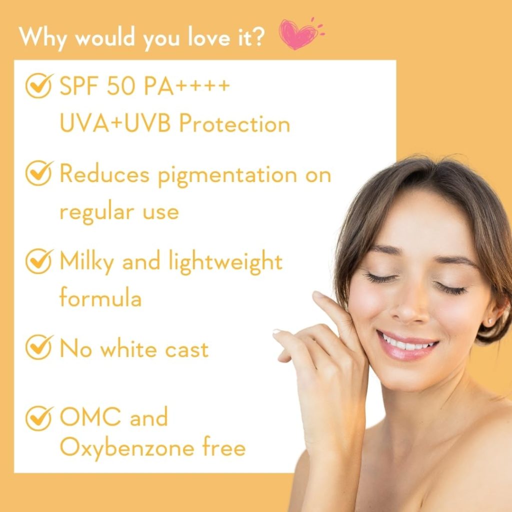 Wishcare Vitamin C Pure Glow Milk Sunscreen Ultra Light SPF 50+ PA++++ 50gm