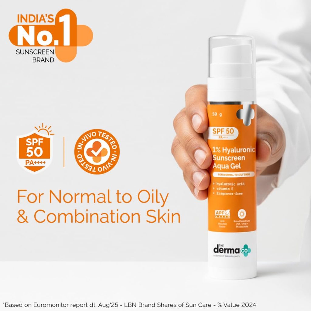 The Derma Co 1% Hyaluronic Sunscreen Aqua Gel SPF50 PA++++ (50g)