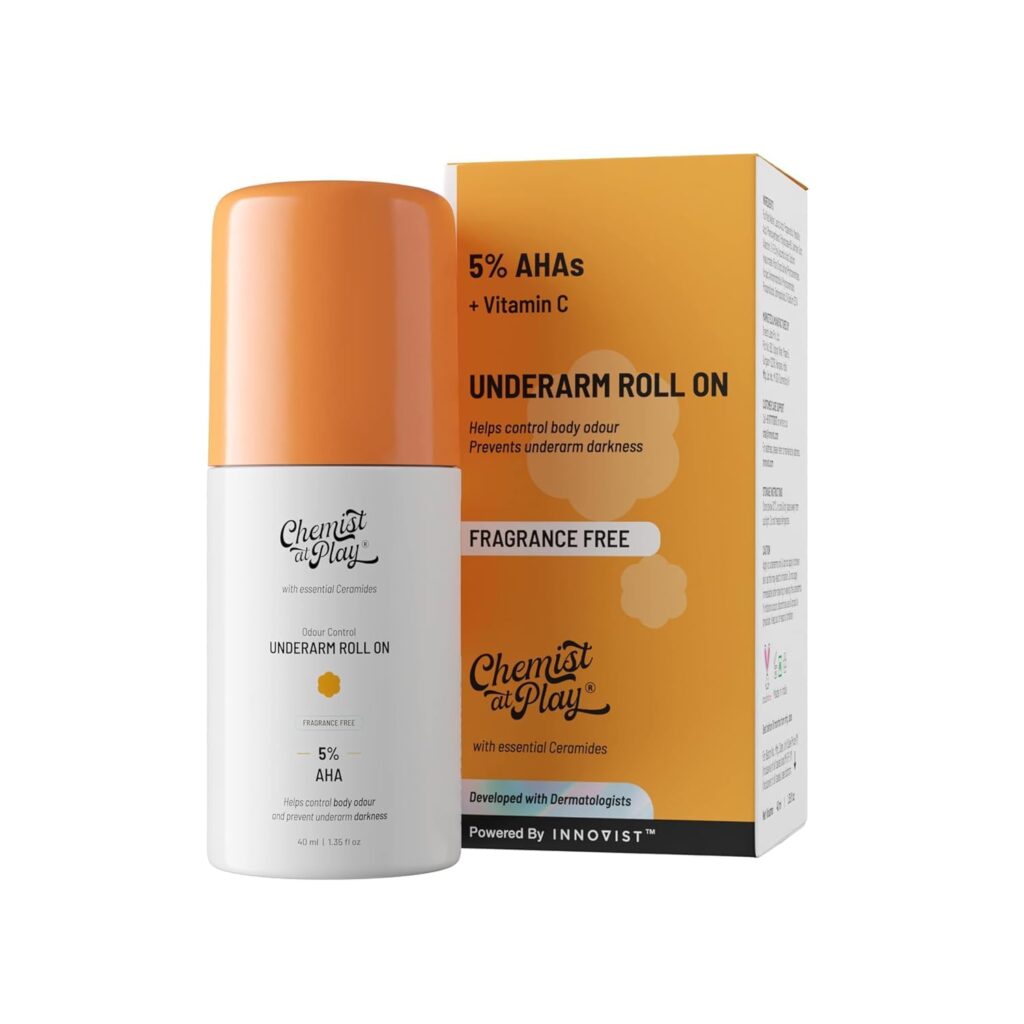Chemist At Play 5% AHAs + vitamin C Underarm Roll On Fragrance Free 40ml