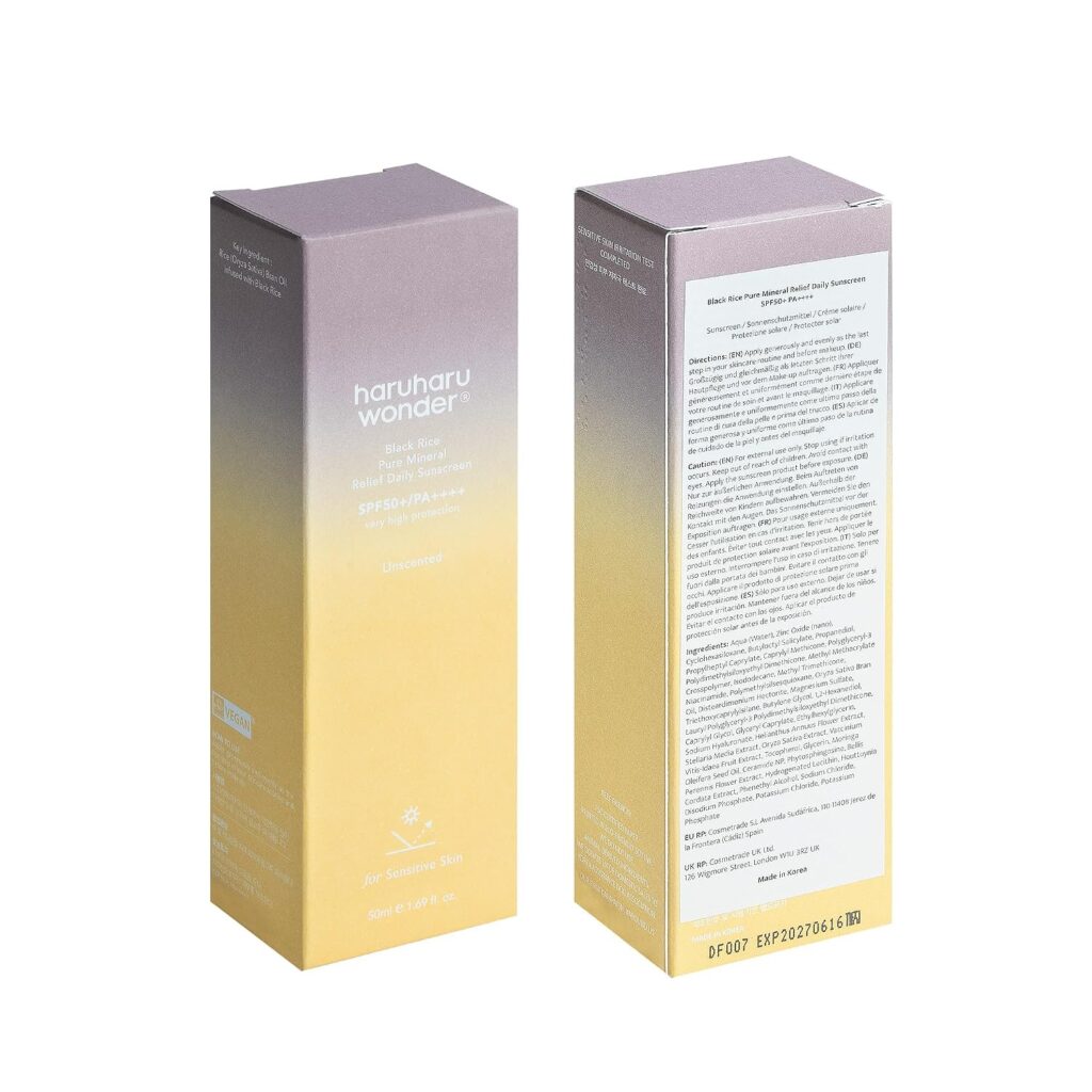 Haruharu wonder Black Rice Pure Mineral Relief Daily Sunscreen PA++++ SPF50+ 50ml