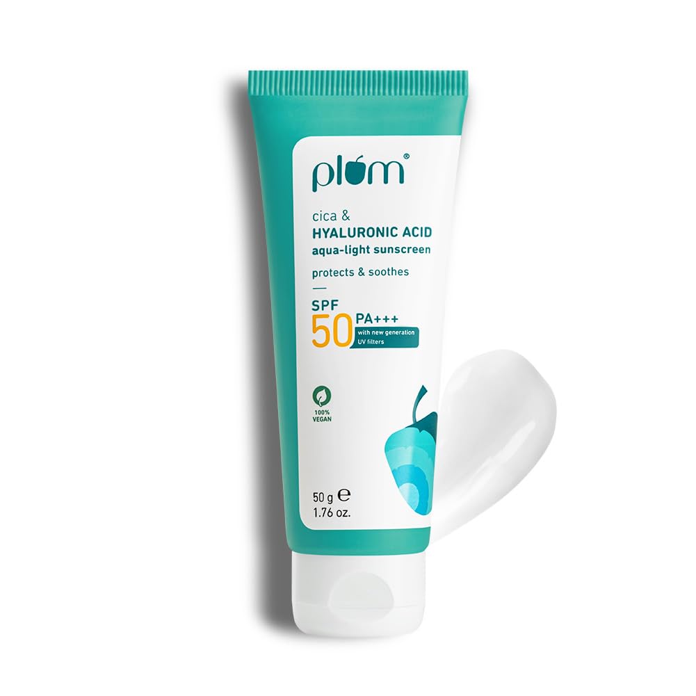 Plum Cica & Hyaluronic Acid SPF 50 PA+++ Aqua-Light Sunscreen 50g
